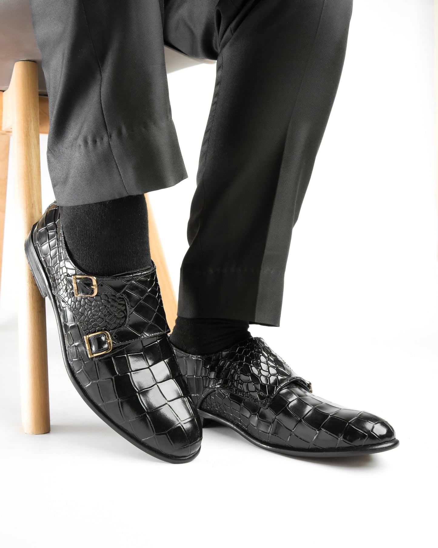 SNS5 Croc Style premium leather black shoe for men Shop n Save Pakistan