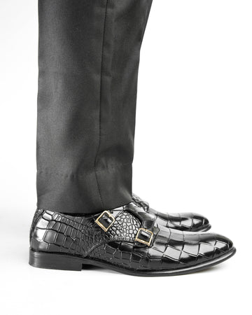 SNS5 Croc Style premium leather black shoe for men