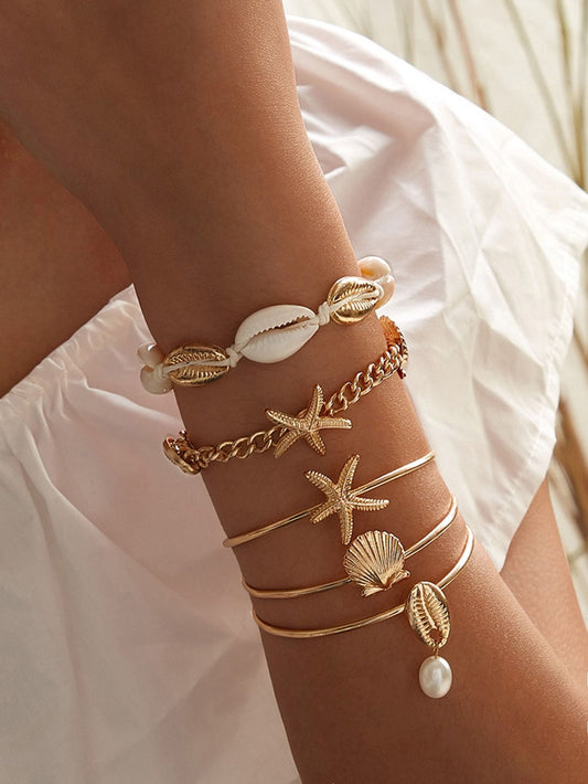 Starfish & Shell Decor Bracelet 5pcs - shopnsave.pk