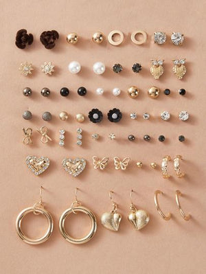 30pairs Faux Pearl & Butterfly Decor Earrings - shopnsave.pk
