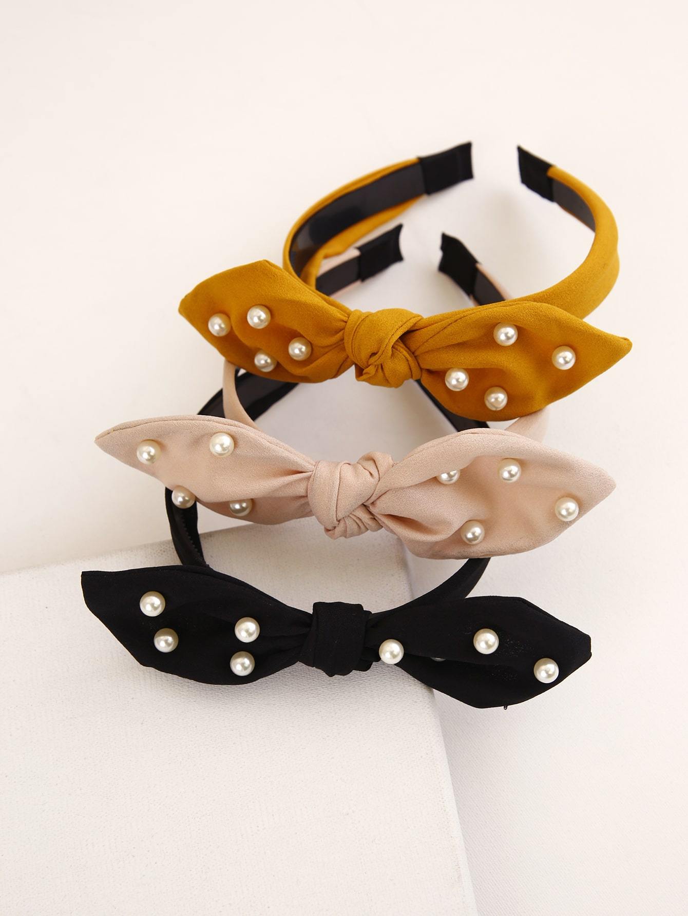 3pcs Faux Pearl Bow Knot Hair Hoop Shop n Save Pakistan