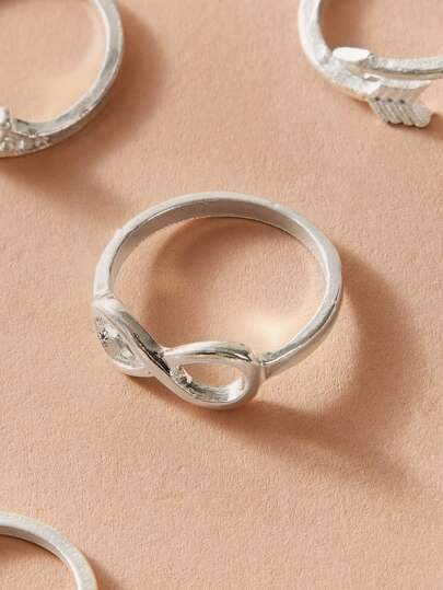 10pcs Heart & Infinity Decor Ring - shopnsave.pk