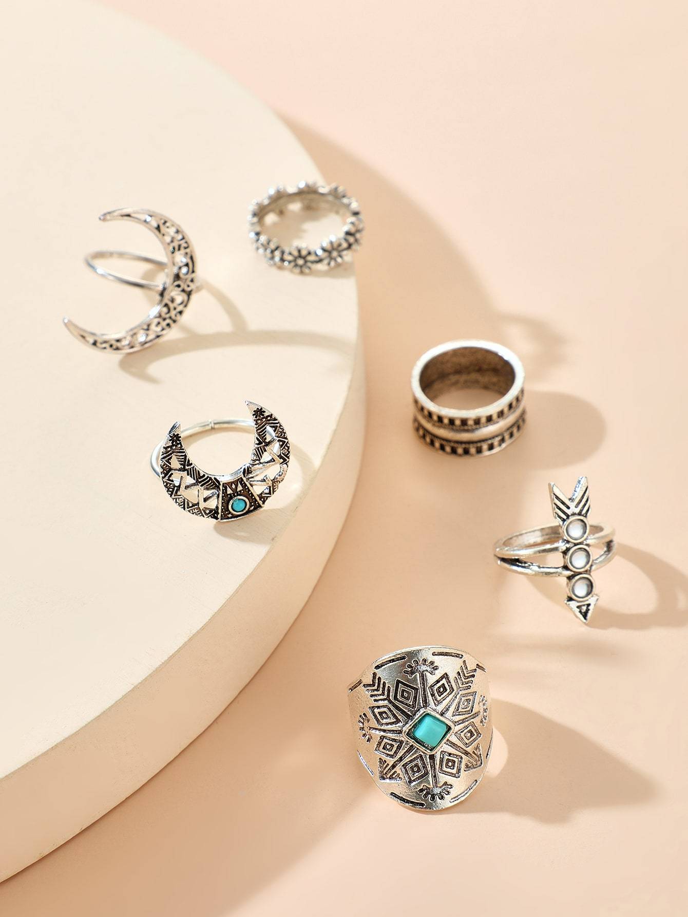 6pcs Vintage Moon Ring - shopnsave.pk