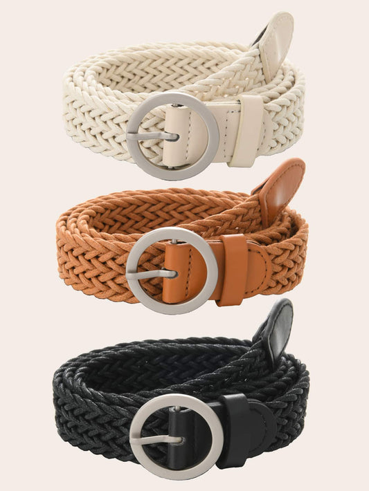 3pcs Round Buckle Woven Belt Shop n Save Pakistan