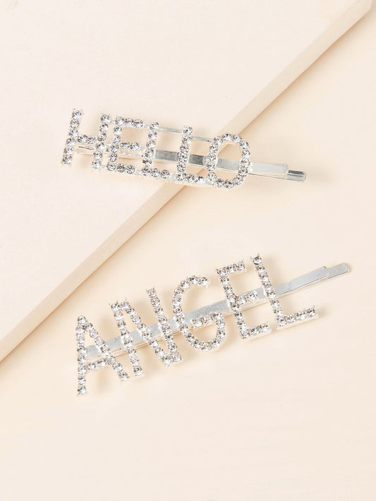 2pcs Rhinestone Letter Decor Bobby Pin Shop n Save Pakistan