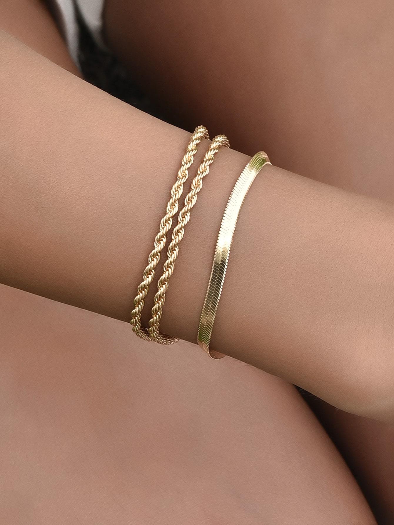 3pcs Shiny Finishi Twisted Metal Bracelet - shopnsave.pk