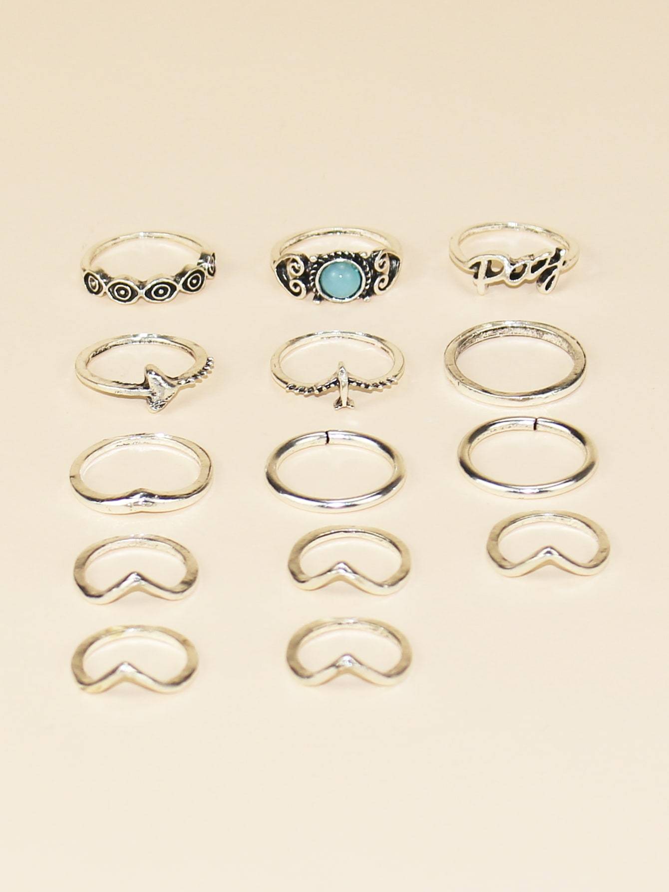 14pcs Geometric Design Ring Shop n Save Pakistan